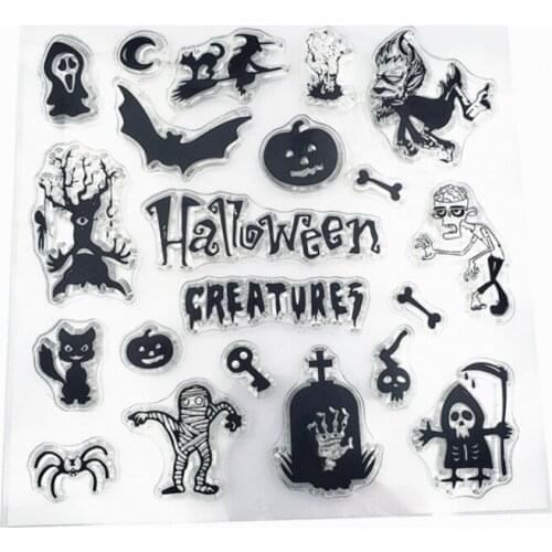 Halloween Creatures Transparent Clear Silicone Stamp Seal For DIY Scrapbooking Coloring Album Decorative Office School Supplies