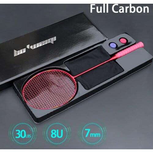 Ultra Light Professional 7U 8U 65-67G Strung Full Carbon Fiber Badminton Rackets Max 30lbs Racquet Racket With Strings Bag Padel