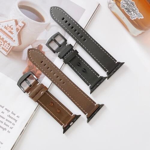 Leather strap for Apple watch band 44 mm 40mm iWatch band 38mm 42mm watchband bracelet Apple watch series SE 6 5 4 3