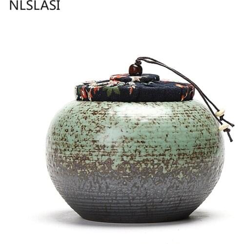 Retro Ceramic Tea Caddy Pottery Nut Grain Airtight Jar Home Spice Container Moisture-proof Jars Kitchen Supplies Accessories