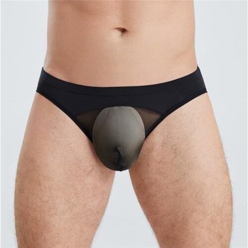 Sexy Briefs Mesh Transparent Penis Pouch Male Underwear Gay Panties Ropa Interior Hombre Ultra-thin Ice Silk Nightwear Bikini