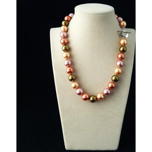 N2172 style natural AAA+ 12mm mix color shell pearl fashion necklace N Discount (A0325)