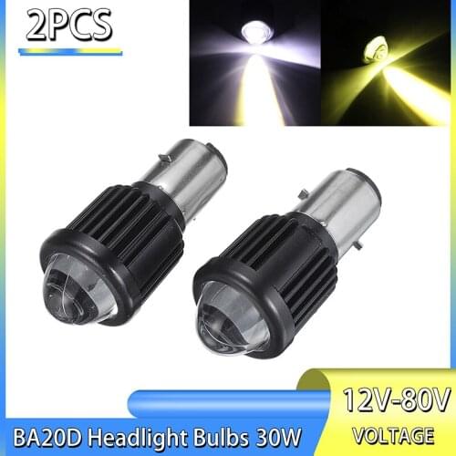 2pcs BA20D H6 LED Motorcycle Headlight Bulb White/Yellow Lamps Kit High Power Replacement Motorcycle Boats Headlight Bulb