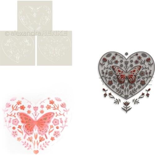 Florales Folk Art Herz Metal Cutting Dies Stencils for Scrapbooking Photo Album Decorative Embossing Cut Die DIY Paper Car