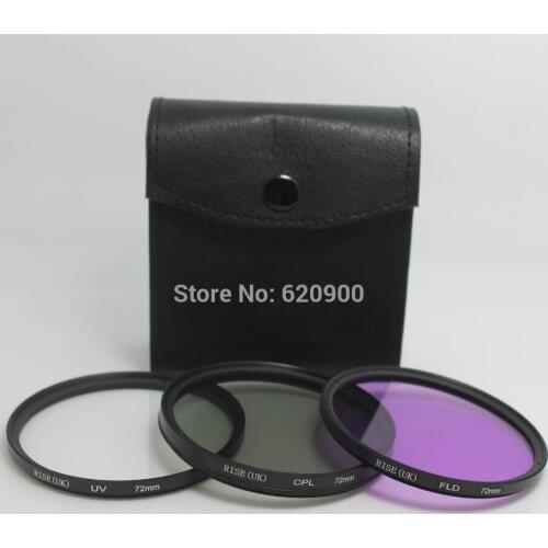 High Quanlity! RISE(UK) New Professional 72mm UV FLD CPL Filter kit for canon nikon sony pentax +Cleaning cloth