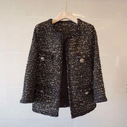 Womens Short Autumn and Winter Tweed Knitting French Celebrity Temperament High End Autumn Fried Street Jacket Winter