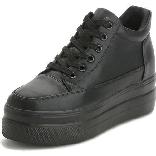 Womens Thick-soled Hidden Wedge Shoes Korean Fashion New Womens Chunky Trainers Muffin Bottom Wedges Height Increasing Sneakers