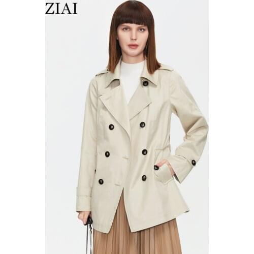 ZIAI 2021 Womens Windbreaker Sping Autumn Work Leisure Female Raincoat Double Breasted Belt Desigual Laddies Trench Coat ZSDS15