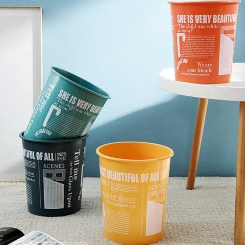 1pc Nordic Style Mini Desktop Multifunctional Trash Can Home Car Storage Bucket Accessories Lid Garbage Bin Living Room Office