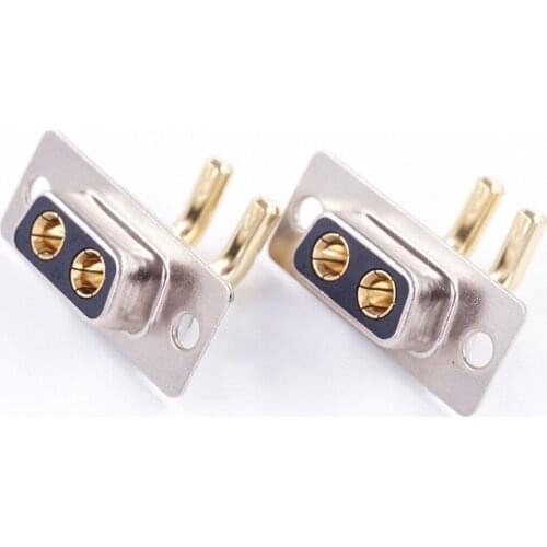 1 Piece High Power 30A 2W2 D-Sub Connector Combo Receptacle Female Sockets Panel Mount Through Hole Right Angle PCB
