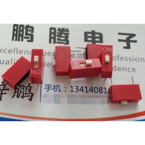 10PCS/lot In-line 1P dial code, a dial code switch, pitch 2.54MM, flat dial, red key type