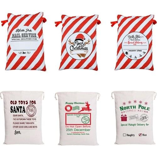 21 pcs/lot Santa Sacks 2020 Christmas Gift Bag 44 Styles Large Red Deer Drawstring Canvas Bag Decoration Supplies Wholesale