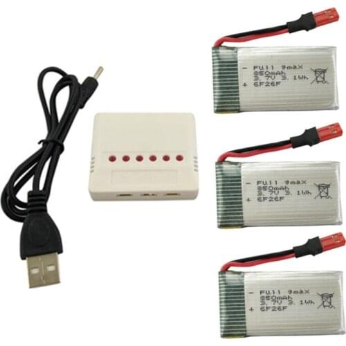3PCS 3.7V 850mah Lithium Battery & 6 in 1 Charger For SYMA X54HW X54HC Quadcopter Spare Parts Accessories