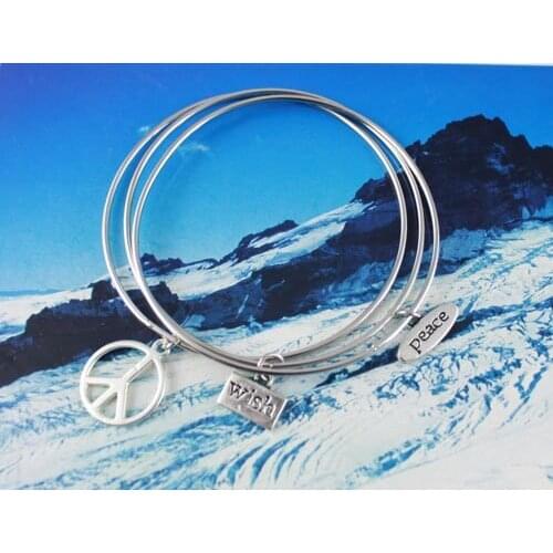30PCS Peace Charm Triple Bangle Bracelet #20364