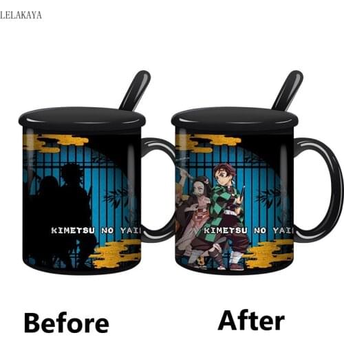 300ml Anime Demon Slayer Kimetsu no Yaiba Kamado Tanjirou Heat Temperature Sensitive Water Coffee Mug Cartoon Color Changing Cup