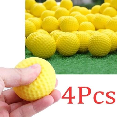 4pcs Indoor Outdoor Sports Training Practice Golf Elastic PU Foam Balls Yellow