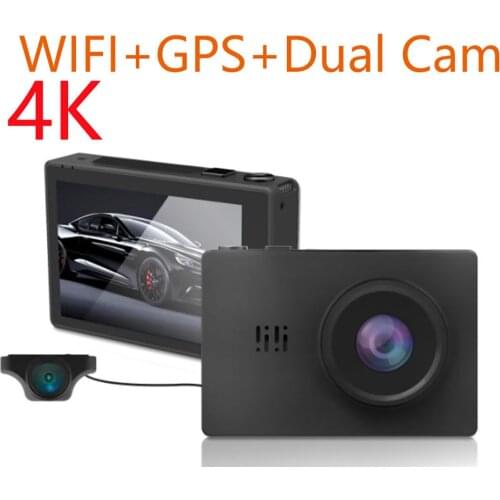 Car DVR 4K 2160P Super HD WiFi GPS Logger Front Back Camera Dual Lens Dash Cam Video Recorder Night Vision 170 Degree Camcoder