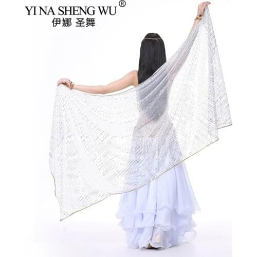 Cheap Chiffon Solid Color Dance Veil Belly Dance Scarf Dance Scarf Throwing Yarn Scarf Shawl Veil 210*95cm 13 Colors
