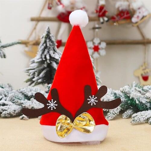 Kids Christmas Hat Elk Bowknot Decorative Santa Hat Costume Hat Xmas Decor Clothing Accessories Party Dress Up For Christmas