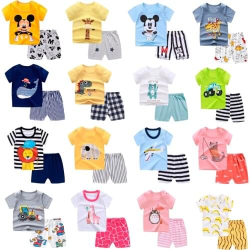 Childrens short sleeve Disney pajamas childrens clothing set boys' and girls' pajamas childrens clothing set pijama Menino