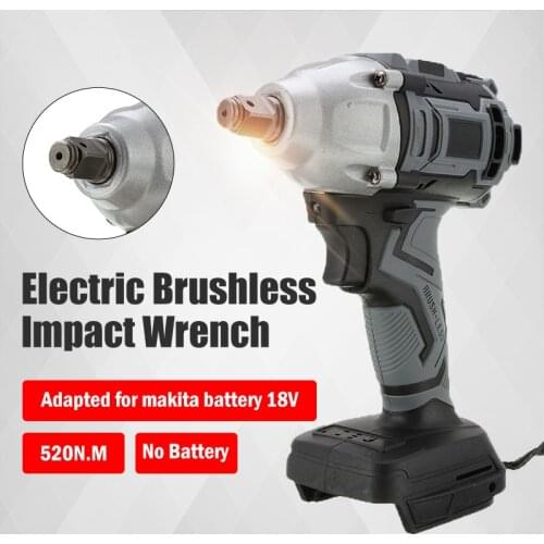 18V Cordless Wrench Power Tool For Makita Battery 520Nm Electric Brushless Impact Wrench Rechargeable 1/2 Socket