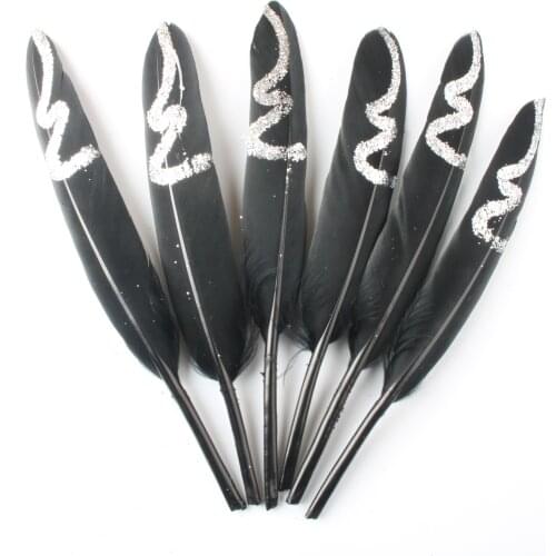 20Pcs/Lot Black Gold Dipped Duck Feathers Goose Feathers for Crafts 10-15CM/4-6inch Pheasant Feather for Jewelry Making Plumas