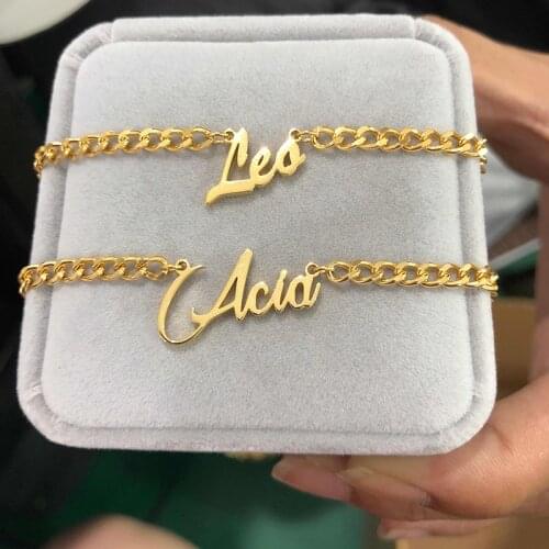 Personalized Fashion Stainless Steel Name Necklace For men Cuban Chain Customized Nameplate Necklaces Handmade Birthday