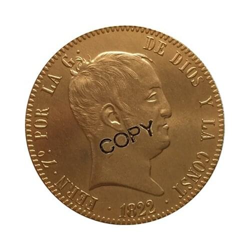 24 - K gold plated 1822 Spain 320 Reales - Fernando VII coins copy