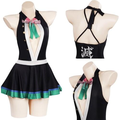 Anime Demon Slayer -Kanroji Mitsuri Cosplay Costume Swimwear Outfits Halloween Carnival Suit
