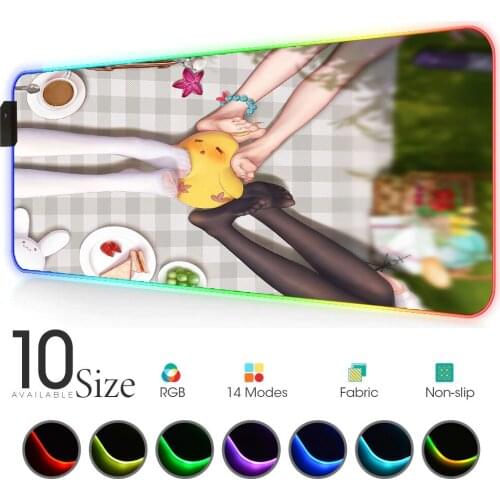 Anime girl sexy stockings RGB Mouse Pad cute Gamer Accessories Large LED MousePad Gaming Desk Mats PC Desk Play Mat with Backlit