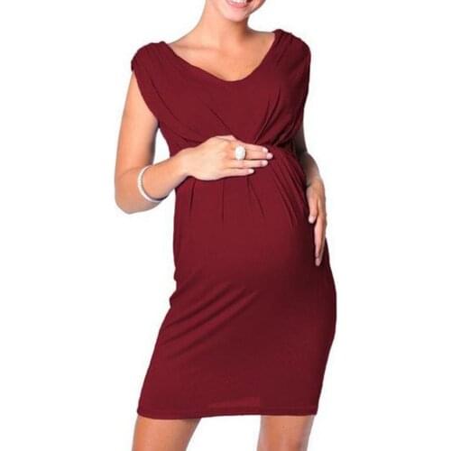 Summer Maternity Clothes Pregnant Women Sleeveless Bodycon Dress Sexy Solid Dress Pregnancy Dress loose Maternity Dresses