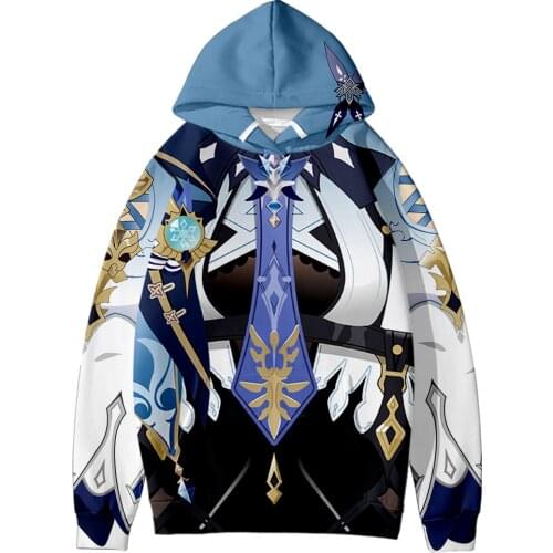 Genshin Eula Lawrence 3D Fashion Fall Winer Suit Hoodies Sportswear Hooded Youthful Kawaii Women/Men The hooded