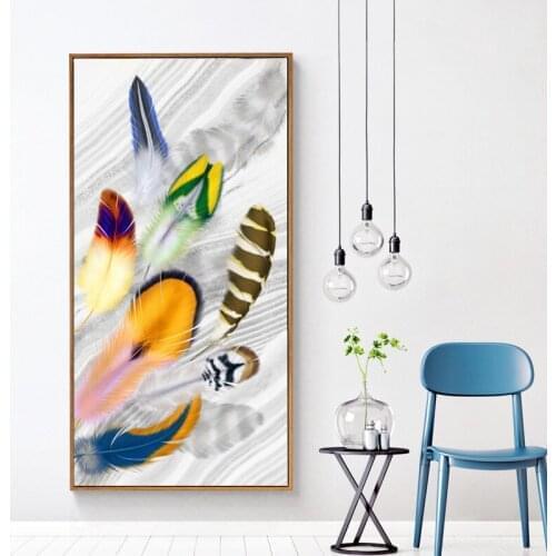 Big Size Wall Pictures Golden Feather Canvas Paintings Posters and Prints Wall Art Picture for Living Room Home Decoration