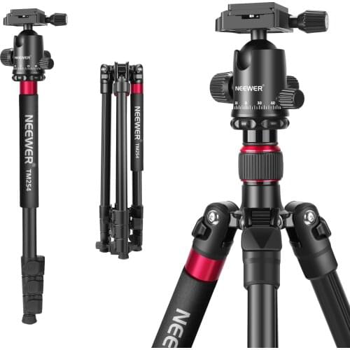 Neewer 2-in-1 66 inches Aluminum Alloy Camera Tripod Monopod 360 Degree Ball Head 1/4 inch QR Plate Carry Bag for DSLRs Video