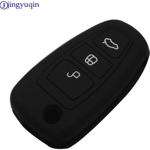 Jingyuqin New Remote Flip Car Key Fob Silicone Case Cover Protector For FORD Fiesta New Focus Mondeo Kuga ECO Sport 3 Button