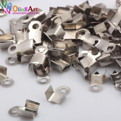 OlingArt 200pcs/lot 4MM Plating Rhodium Metal Cord End Caps DIY leather cords Necklace/Bracelet Essential Jewelry Accessories