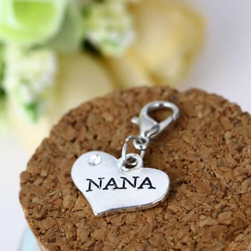 Wholesale NANA Heart Crystal Key Chains Ring Keyring women jewelry Charm Keychain Accessories Family Gift Grandma