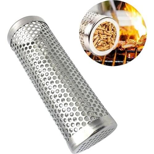 BBQ Stainless Steel Perforated Mesh Smoker Pellet Tube Pipe Outdoor Cooking Barbecue Grill Smoke Filter Bacon Bube Tool 6