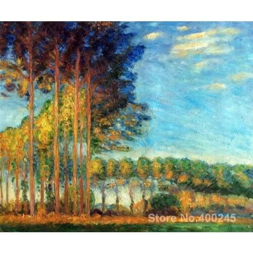 Landscape Paintings by Claude Monet Poplars on the Banks of the River Epte Seen from the Marsh Bedroom decor High quality