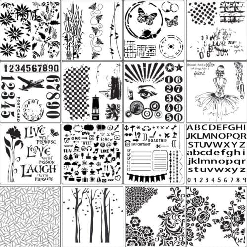 16pcs Dancer plastic mold shield DIY cake scrapbook stencils hollow Embellishments printing lace ruler Valentines Day