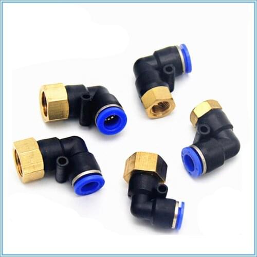 PLF OD 4 6 8 10 12mm - Internal Thread 1/8'' 1/4'' 3/8'' 1/2'' Pneumatic Female Elbow Connector Tube Air Push In Fitting