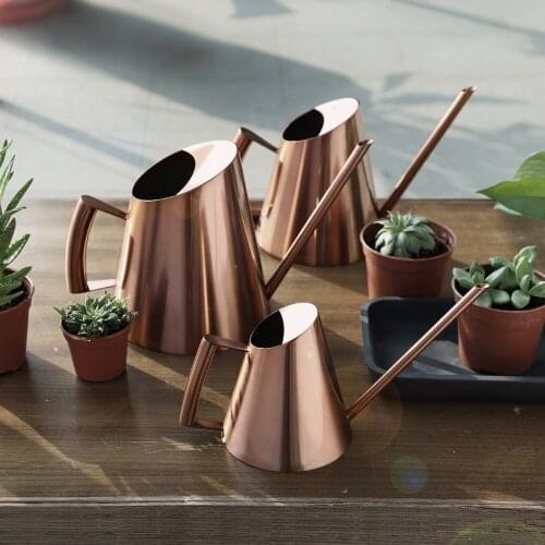 Rose Golden Watering Can Metal Stainless Steel for Home Garden Flower Water Bottle Easy Use Handle Long Mouth