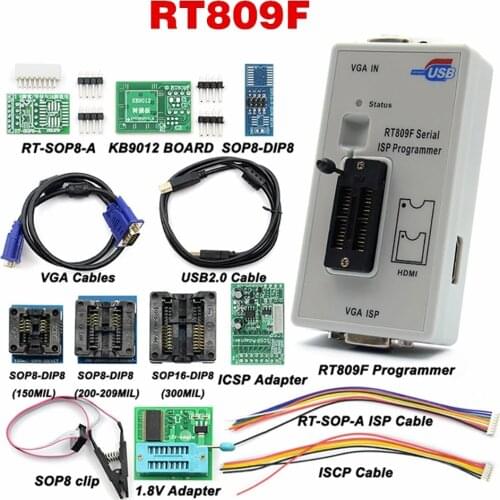 RT809F Serial ISP Programmer With 11 Adapters +1.8v SOP8 Test Clip+EDID Cable Best Quality Tool 24-25-93 Serise IC