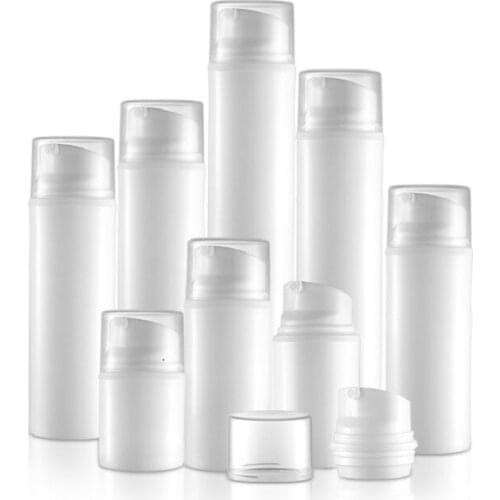 30ml--150ml Airless Bottle Empty White Plastic Refillable Cosmetic Container Portable Emulsion Cream Airless Bottle