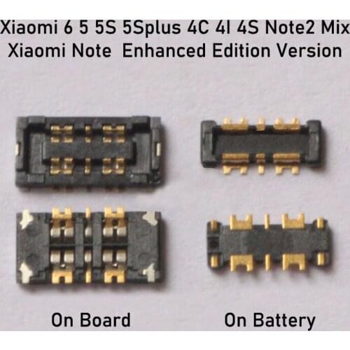 2PCS Battery FPC Connector Plug On Flex For Xiaomi Mi 6 5 5S 5S Plus 4C 4I 4S Note 2 Mix Clip Holder On Logic Board Motherboard