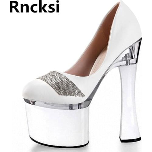 Rncksi Sexy Girl 18cm Square Heels Pole Dance Shoes Party Shoes Party Sandals Patform 18cm High Heels Womens Pole Dance Sandals