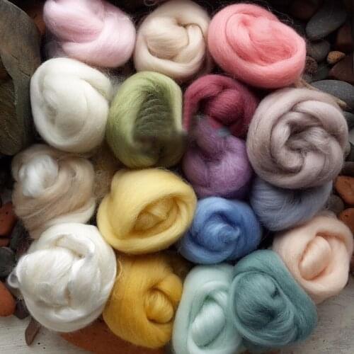 JX-LCLYL 1 Set New 5g 17 Colors Merino Wool Fibre Roving For Needle Felting Hand Spinning