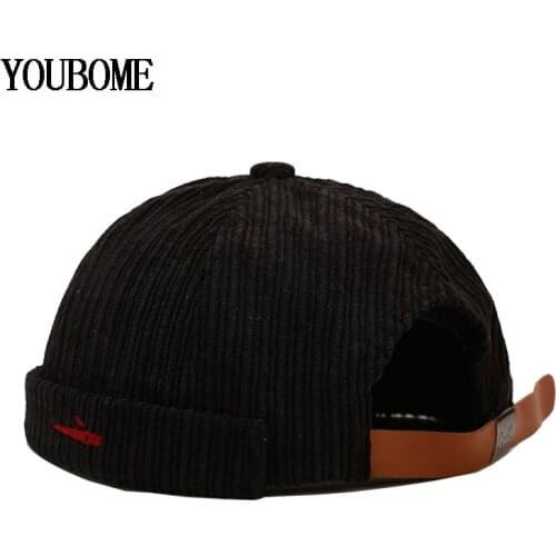 Solid Cotton Docker Skull Beanies Hats For Women Sailor Brimless Caps Men Miki Rolled Cuff Street Retro Brimless Male Hat Cap