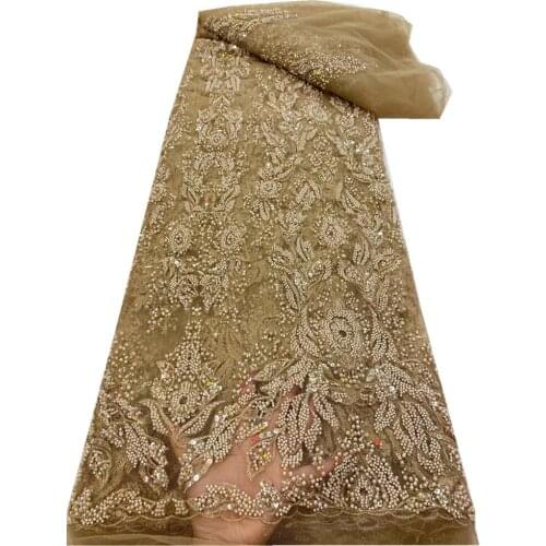 SJ Lace Handmade Beaded African Lace Fabric 2021 Nigerian Lace Fabrics Bridal High Quality Lace French Net Lace Fabric r4-31
