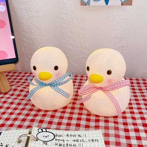 Cute Duck Shape LED Mini Night Light Battery Operated Warm White Light for Bedroom Closet Bedside Lamp for Girls Christmas Gifts
